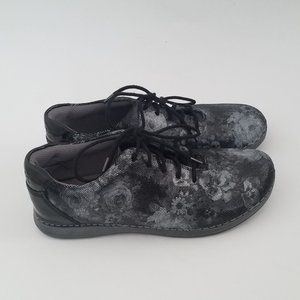 Alegria Floral Silver Metallic Comfort Sneakers Shoes Black 39